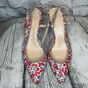 J Crew Liberty of London Colette kitten heels slingback floral size 8 Wiltshire